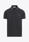 Stone Island Logo Short-sleeved Polo T-shirt In Gray