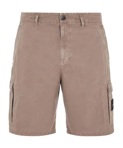 Stone Island Logo Shorts In Gray