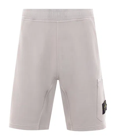 Stone Island Logo Shorts In Gray