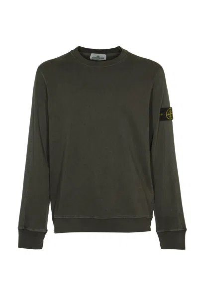 Stone Island Logo Sleeve Sweatshirt In Charcoal