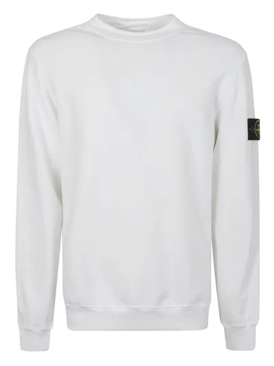 Stone Island Logo Patch Crewneck Sweatshirt In White