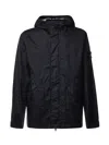 Stone Island Logo Sleeve Zip Windbreaker In Blue