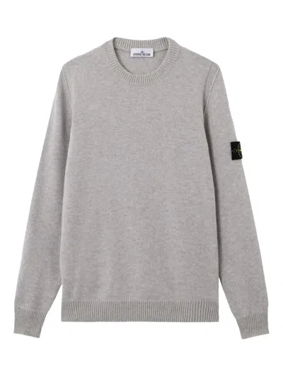 Stone Island Grey Long-sleeve Sweatshirt With Patch Logo In Gray