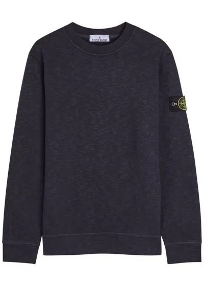 STONE ISLAND STONE ISLAND LOGO SLUBBED COTTON SWEATSHIRT