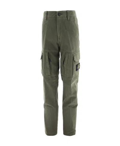 Stone Island Logo Straight Casual Pants In Green