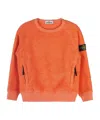 Stone Island Cotton Sweatshirt With Crew Neck And Logo On The Sleeve In Orange