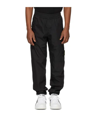 Stone Island Logo Sweatpants In Black