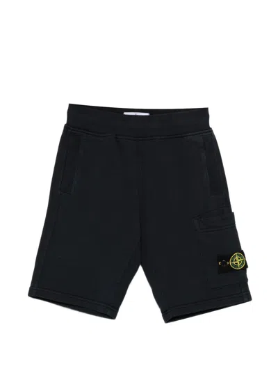 Stone Island Kids' Logo Sweatshorts In Blue