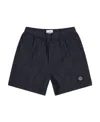 Stone Island Compass-badge Crinkled Shorts In Blue