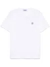 Stone Island Short-sleeved Crew Neck T-shirt With Subtle Emblem Patch In White