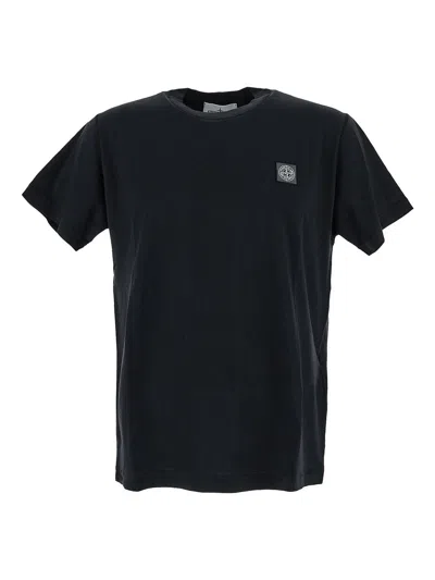 Stone Island Logo-patch T-shirt In Black