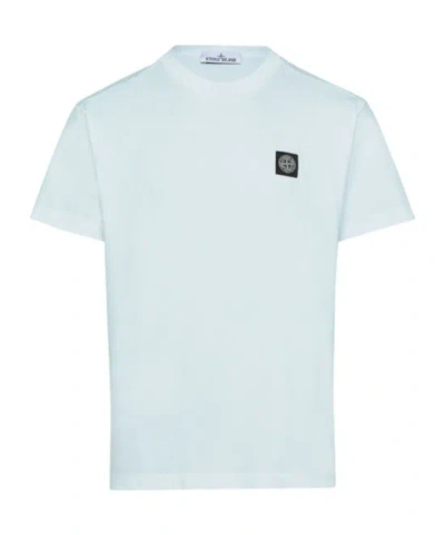 Stone Island White Cotton T-shirt With Logo Patch