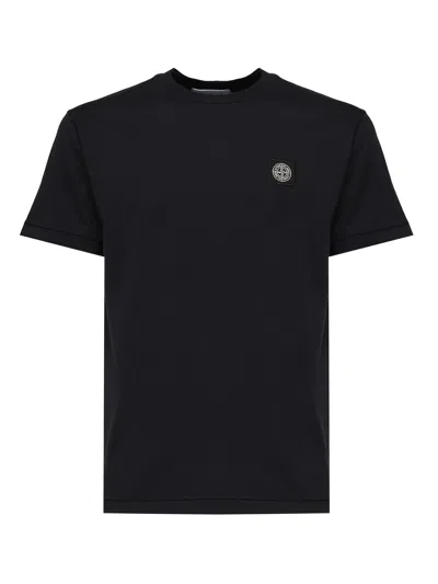 Stone Island Sage Green Cotton Jersey T-shirts In Black