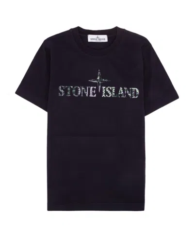Stone Island Logo T-shirt In Blue