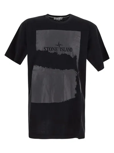 Stone Island Logo T-shirt In Nero