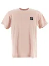 Stone Island Logo Print Crew Neck T-shirt In Pink