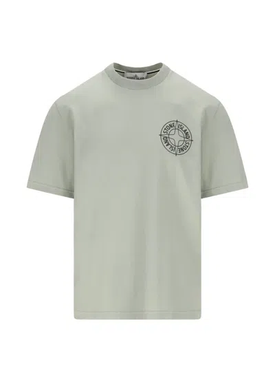 Stone Island Logo Crew Neck Short Sleeve T Shirt In Green