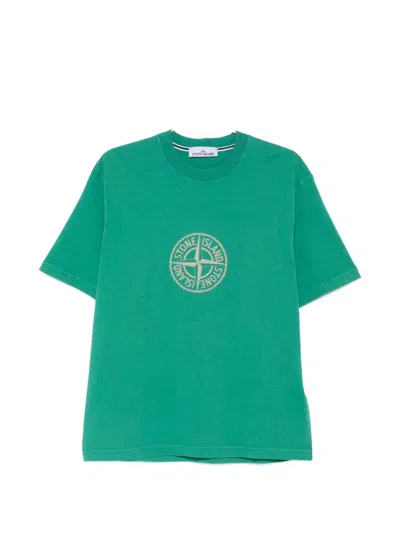 Stone Island Compass Printed Regular-fit T-shirt In Green