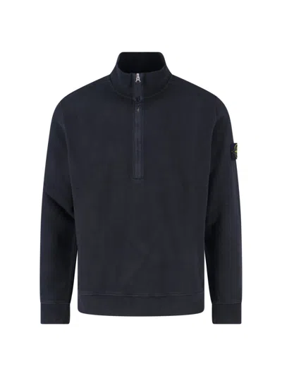 Stone Island Logo Turtleneck Sweatshirt In Black