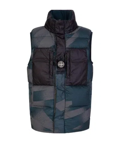 Stone Island Logo Vest Down Jacket In Green