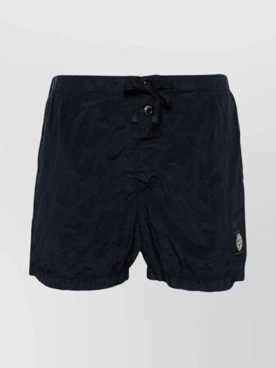 Stone Island Logo Waistband Swim Shorts In Blue