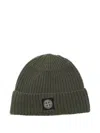 Stone Island Mens Green Brand-patch Ribbed Wool Beanie In Green
