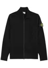 Stone Island Compass Patch Zipped Sweatshirt In Black