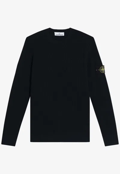 Stone Island Logo Wool Sweater In Black