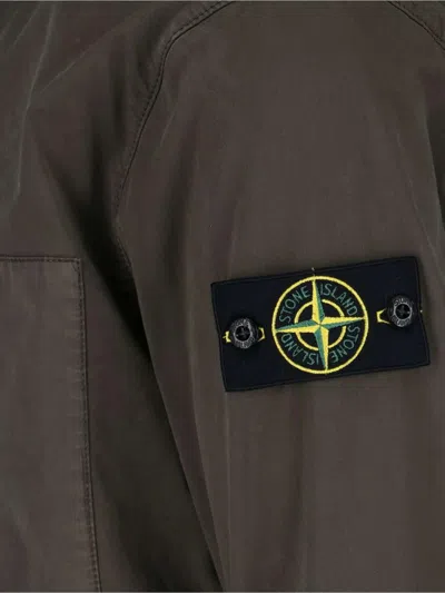 Stone Island Logo Zip Jacket In Green