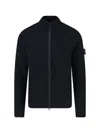 Stone Island Certified Virgin Wool Cardigan In Black