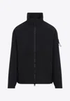 Stone Island Logo Zip-up Jacket In Black