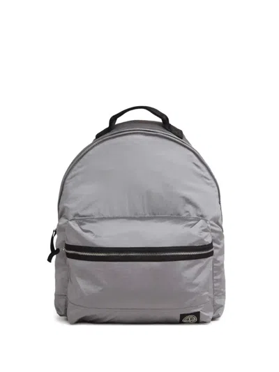 Stone Island Logo-appliqué Backpack In Gray