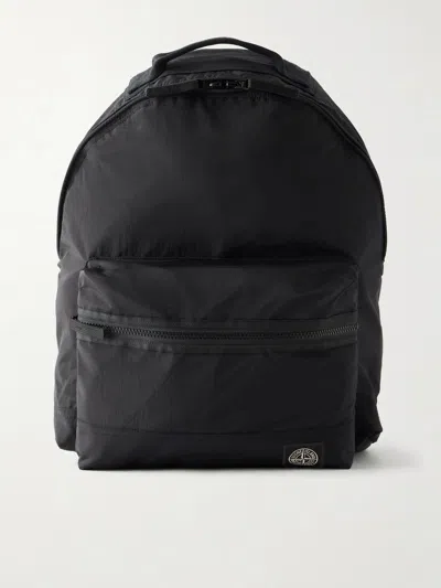 Stone Island Logo-appliqué Shell Backpack In Black