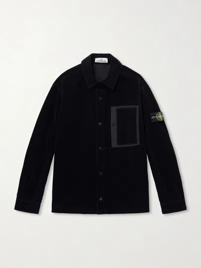 Stone Island Comfort Fit Shirt With Contrasting Chest Pocket For Men In Black