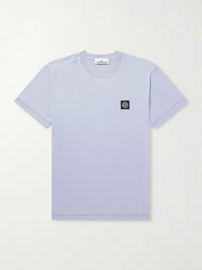 Stone Island Cotton T-shirt With Compass Logo Patch On The Chest In Blue