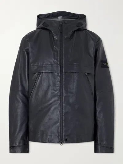 Stone Island Black 0100001 Organza Leather Jacket