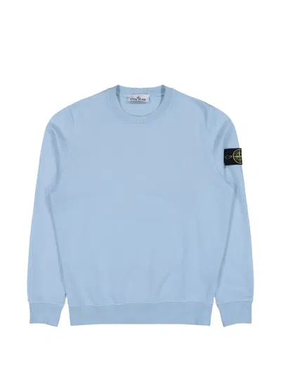 Stone Island Logo-badge Fleece Sweater In Blue
