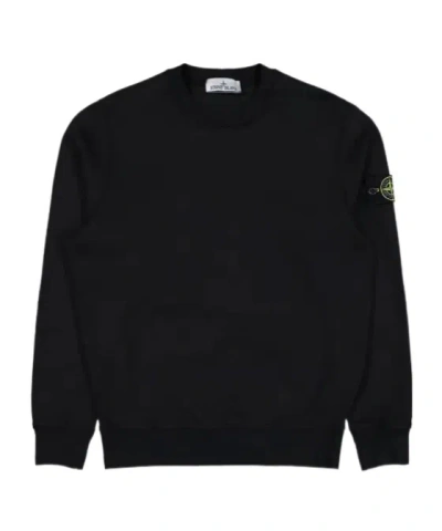 Stone Island Logo-badge Organic Cotton Sweatshirt In Black