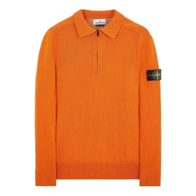 Stone Island Logocotton Half-zip Polo Shirt 'orange'