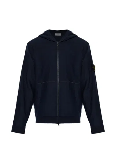 Stone Island Logo-detail Cardigan In Blue