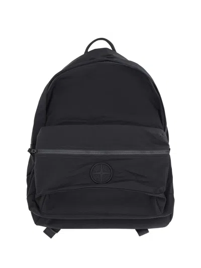 Stone Island Logoed Backpack In Nero
