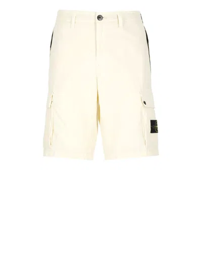 Stone Island Logoed Bermuda Shorts In Beige
