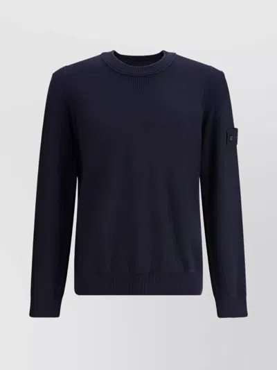 STONE ISLAND LOGOED COTTON SWEATER WITH RIBBED FINISH