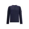 Stone Island Crewneck Organic Cotton Patch Sweater In Blue