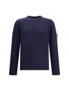 Stone Island Round-collar And Long-sleeved Sweater In Blue