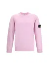 Stone Island Logo-patch Crew-neck Sweater In Pink