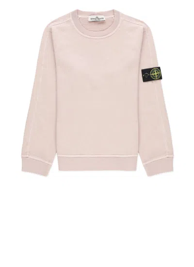 Stone Island Kids' Logoed Sweatshirt In Pink
