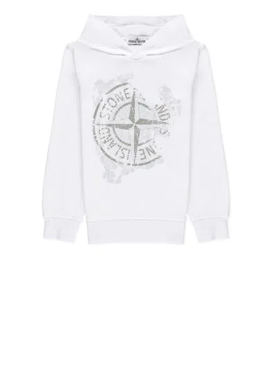 Stone Island Kids' Logoed Sweatshirt In White