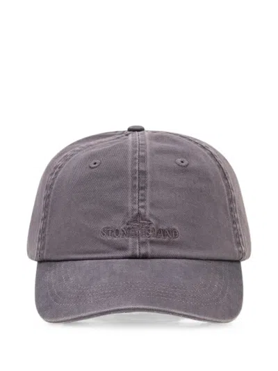 Stone Island Logo-embroidered Cap In Orange