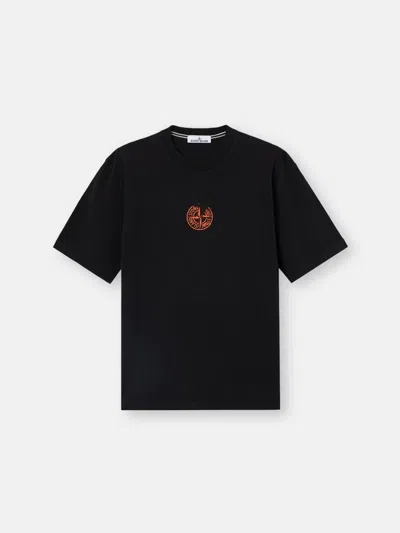 Stone Island Logo-embroidered T-shirt In Black